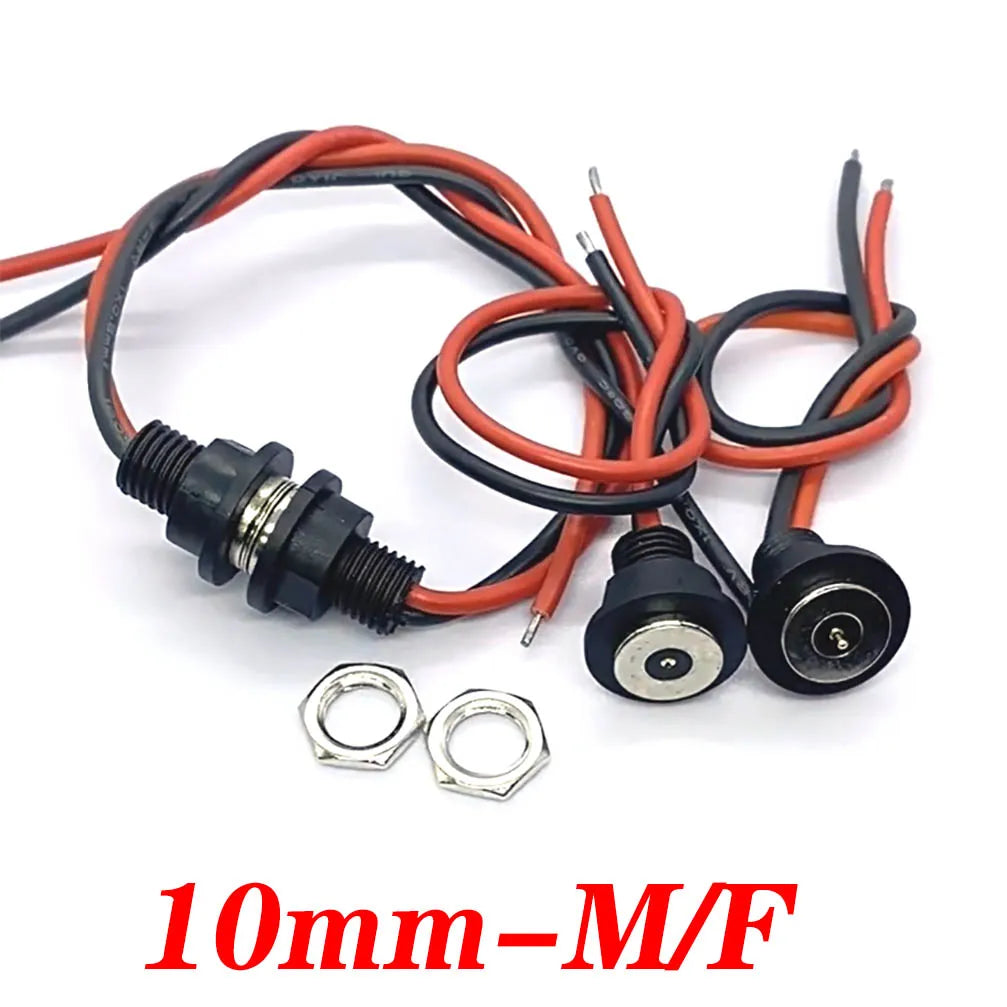 10mm 2A Magnetic Circular PogoPin Connector  Male Female Metal Spring Loaded 1 Pin DC Power Charger 22AWG Wire M12 Threaded