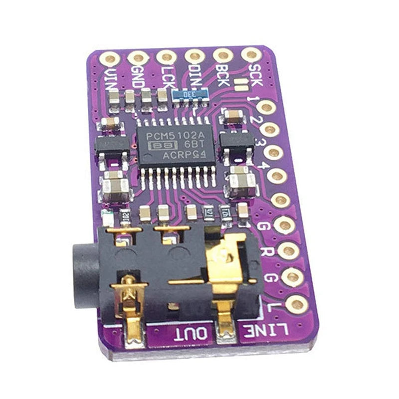 DT21 2X PCM5102 I2S IIS Digital Audio DAC Module, Stereo Converter for Raspberry Pi, 5V
