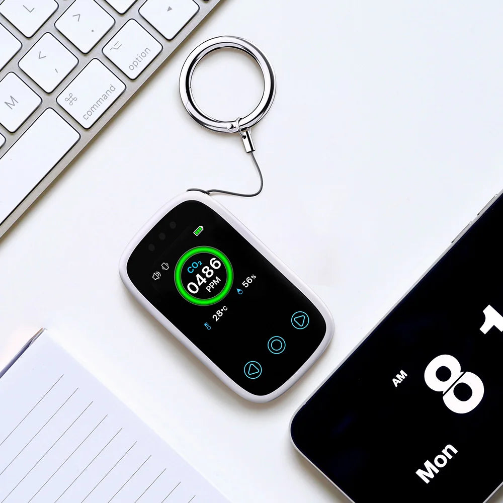 Air Quality Monitor CO2 Meter 3 in 1 Portable Temperature Humidity Meter Type-C Charging LCD Screen NDIR Sensor 일산화탄소 경보기 누수탐지기