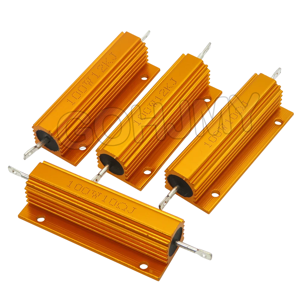 100W RX24 0.01 ~ 100K Aluminum Power Metal Shell Case Wirewound Resistor 0.1 0.5 1 1.5 2 6 8 10 20 100 150 200R 300R 1K 10K ohm