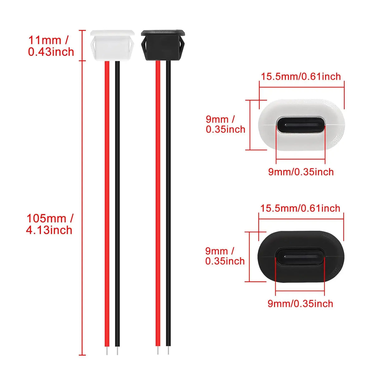 5/10PCS Type-C Female Chassis Waterproof 2P Solder Wire Type USB C Pigtail Cable Extension Power Cable USB-C Plug to 2 Pin Bare