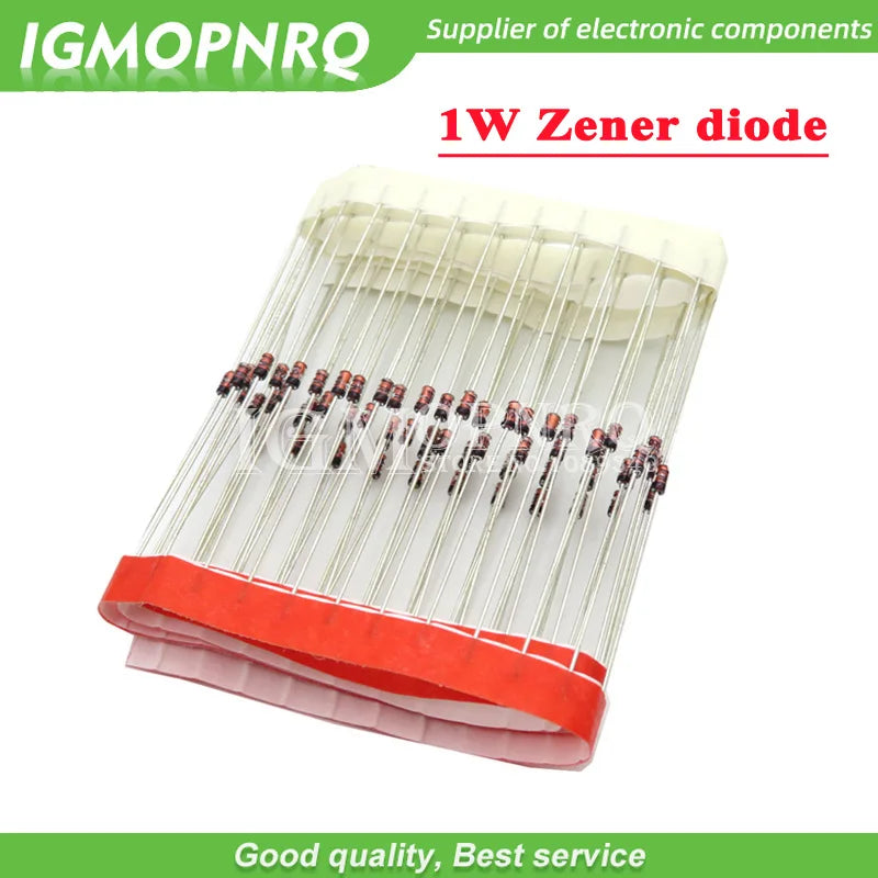 100pcs 1W Zener diode DO-41 3V 3V3 3V6 3V9 4V3 4V7 5V1 5V6 6V2 6V8 7V5 8V2 9V1 10V 11V 12V 13V 15V 1N4733A 1N4742A 1N4728A