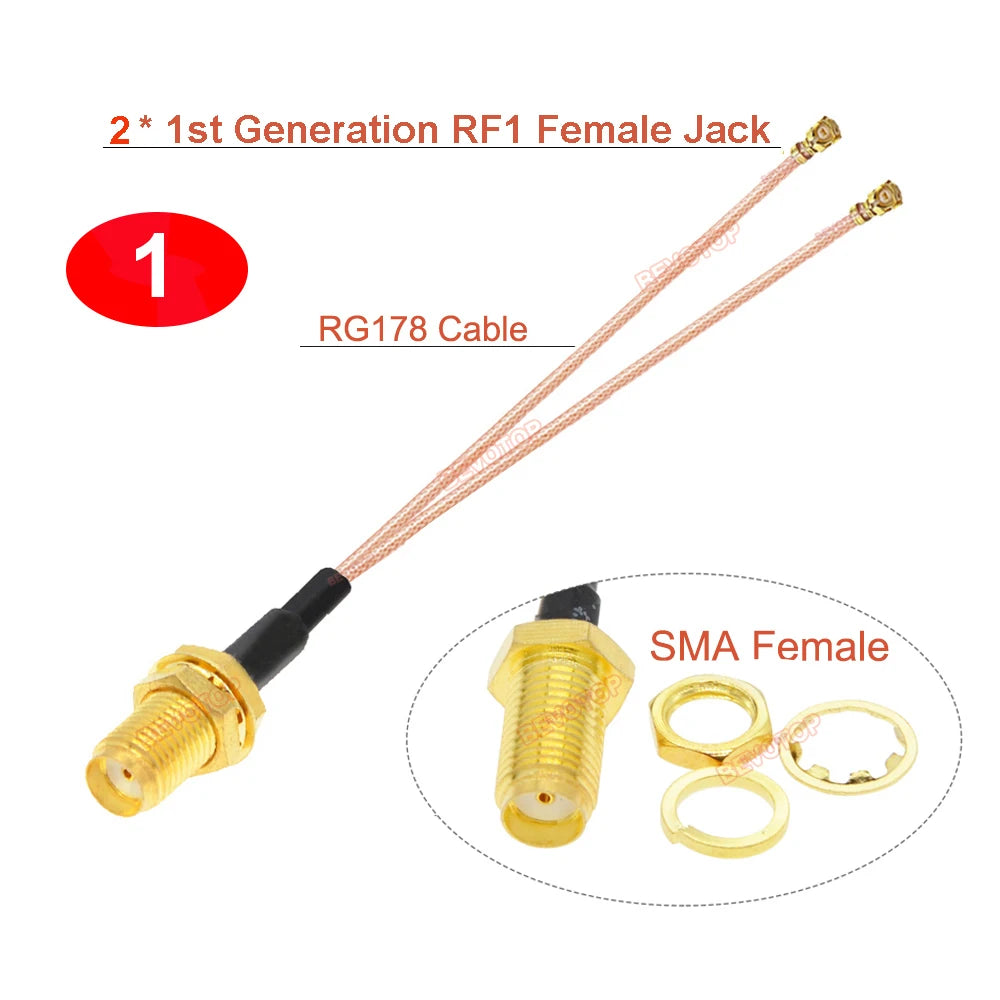1PCS SMA to IPX Splitter Cable RP-SMA/SMA Female to 2/3/4x RF1 1st Generation Female Jack RG178 Pigtail Antenna Extension Jumper