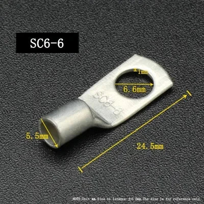 SC Type Wire Nose Terminal SC6 SC10 SC16 SC25 SC35 Bare Copper Battery Block Lugs Hole ID6/8/10/12mm Crimp Wire Connector