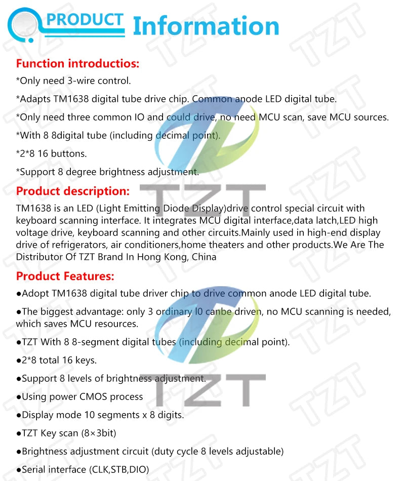 TM1637 4 Bits / TM1638 / 74HC595 8 bit Digital LED Display Module 7 Segment 0.36Inch Clock RED Anode Tube Four Serial Driver
