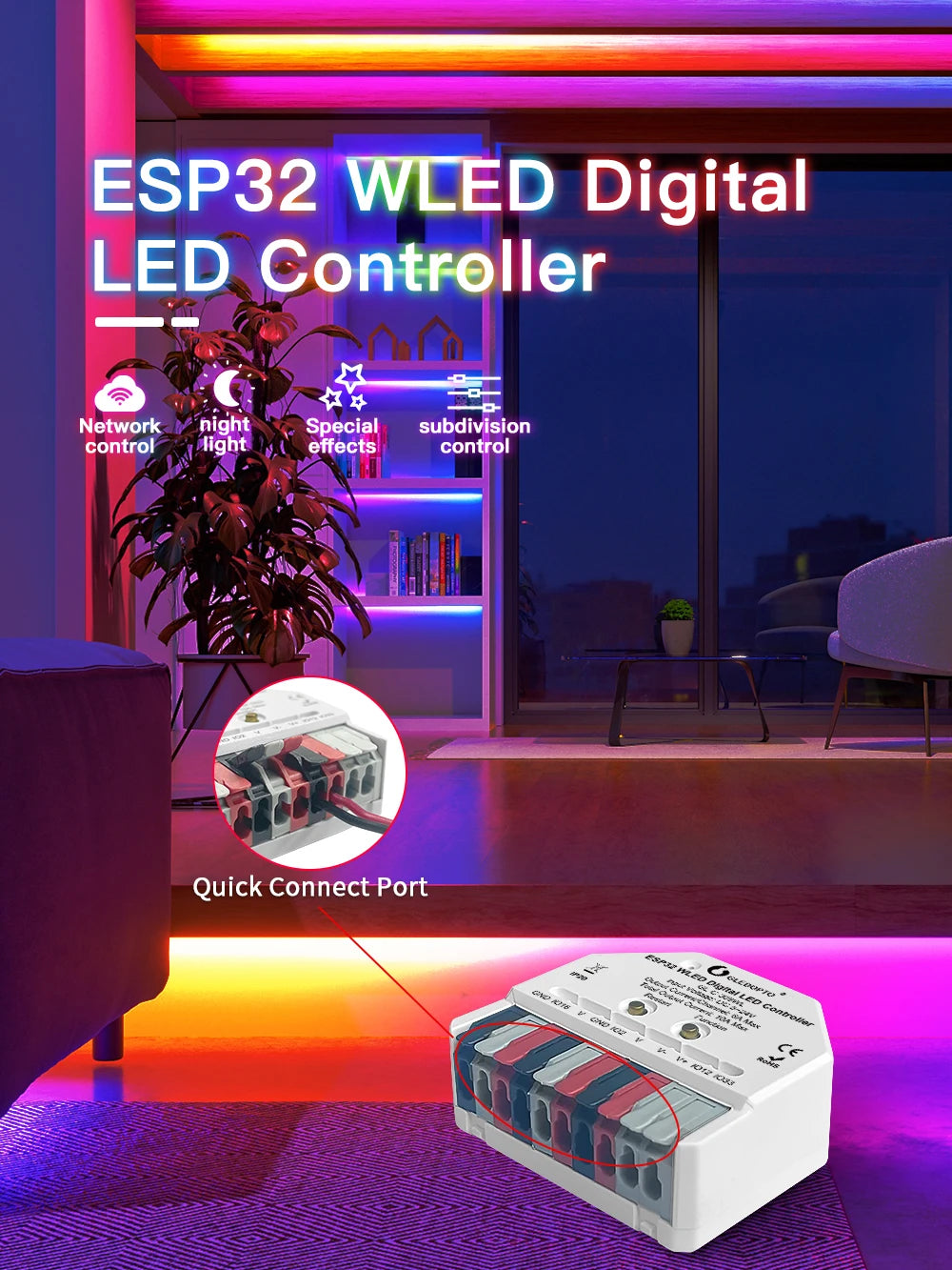 GLEDOPTO ESP32 Ultra Mini WLED LED Controller DIY Dynamic Lighting Digital WS2811 WS2812 SK6812 TM1814 WS2813 WS2815 Strip Light