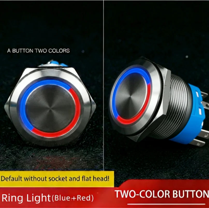 push button switch Two/three color, light metal 16 19 22mm self-locking/reset waterproof hotel doorbell customization latching