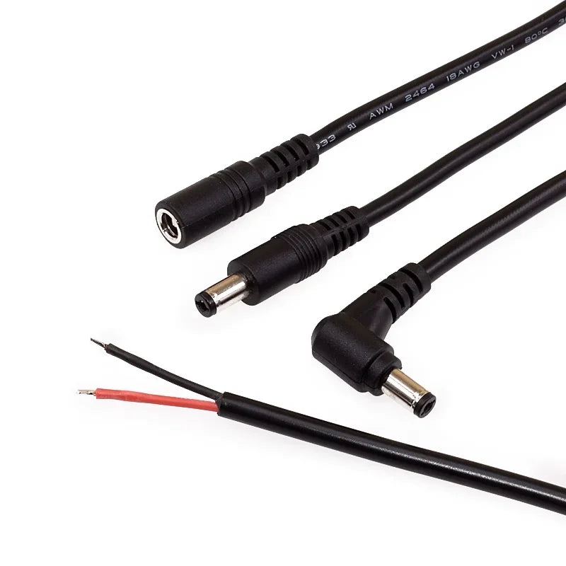 DC Power Plug 5.5 X 2.1 2.5mm 5.5 * 2.1mm Male Female CCTV Adapter Connector Cable Extension Cords 12V Surveillance Camera
