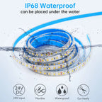 IP68 Waterproof LED Strip Light 2835 12V 24V 120LED/m with 2-pin Wire/ DC Plug Flexible Adhesive Tape 3000k/4500K/6000K 1M-20M
