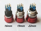 16mm 19mm 22mm Emergency Stop Metal Button Mushroom Head Push Button Stop Switch 1NO1NC 2NO2NC Latching Switch Retention On Off