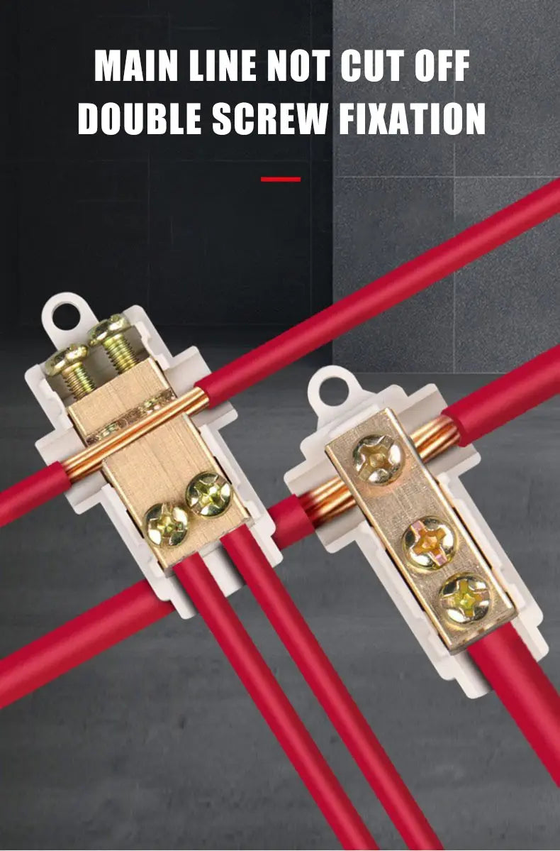T‑Type Wire Connector ZK Terminal Splitter I-type Brass Clamp Electrical Wire Junction Box for Household Lighting Socket Wiring