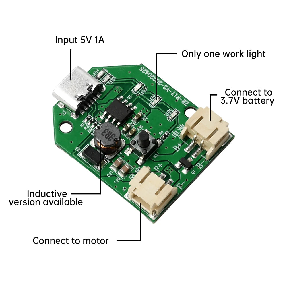 1/3/5/10PCS Type-C Fan Control Board Interface 9V Boost 3-Speed Rechargeable Circuit Board Charging Module USB