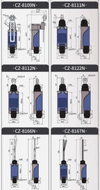 2PCS CNTD CZ-8N Limit Switch Replacement Spare Waterproof IP65 10A 250VAC for CNC Machine Quick Install NC NO Easy Wiring