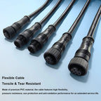 5Pairs M12 Small Metal Head Black Waterproof IP67 2 3 4 5 6 8Pin Cable Wire Plug for LED Strips Male and Female  DC Connector