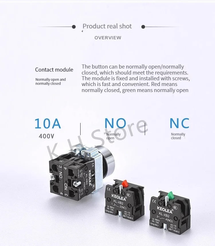 1Pcs Button Switch Self Reset Small Mushroom Head Emergency Stop 22mm Knob Key Start Inching Power on XB2-BG21 XB2-BA31 XB2-BS54