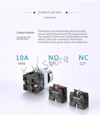 1Pcs Button Switch Self Reset Small Mushroom Head Emergency Stop 22mm Knob Key Start Inching Power on XB2-BG21 XB2-BA31 XB2-BS54