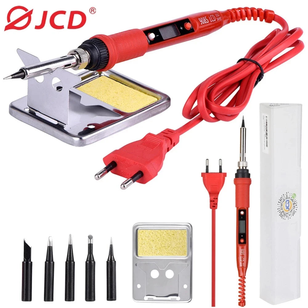 JCD 220V 80W LCD Electric Soldering Iron 908S Adjustable Temperature Soldering Iron with Quality Soldering Iron Tips and Kits