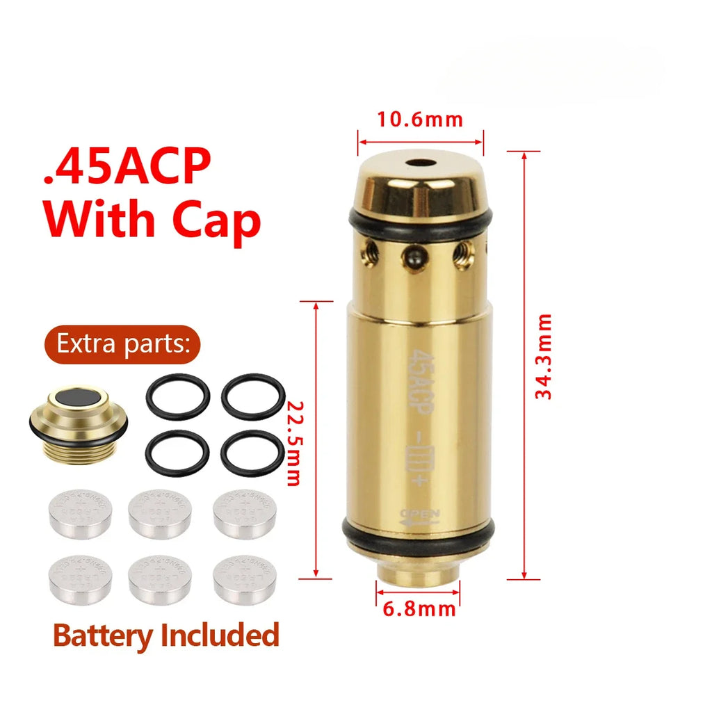 Tactical 9mm Red Dot Laser Training Bore Sight 9x19mm/380ACP/40S&W/223Rem Laser Training Bullet Dry Fire Laser Trainer Cartridge