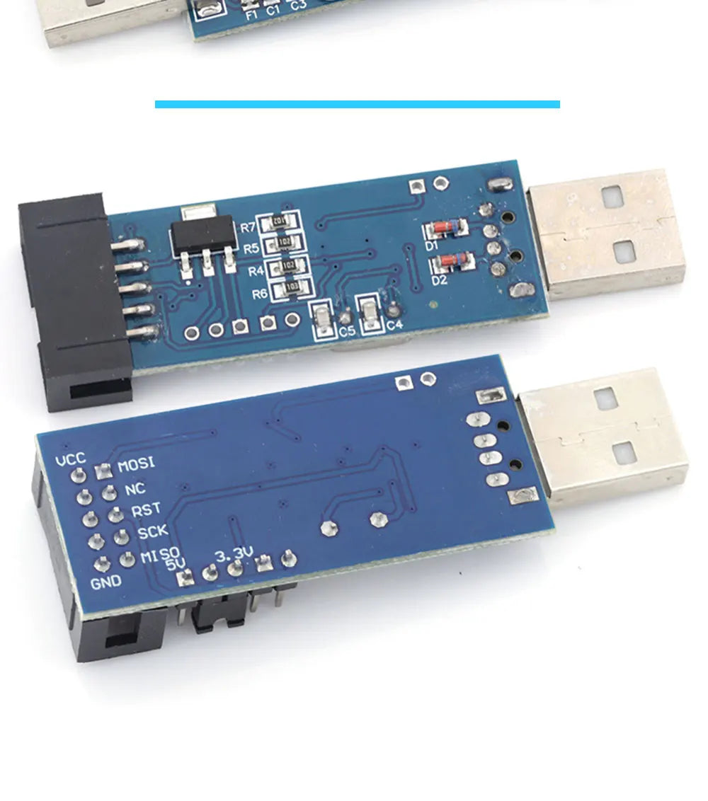 MGQH USBASP USBISP AVR Programmer USB ATMEGA8 ATMEGA128 ATtiny/CAN/PWM 10Pin Wire Module DIY + 10Pin To 6 Pin Adapter Board