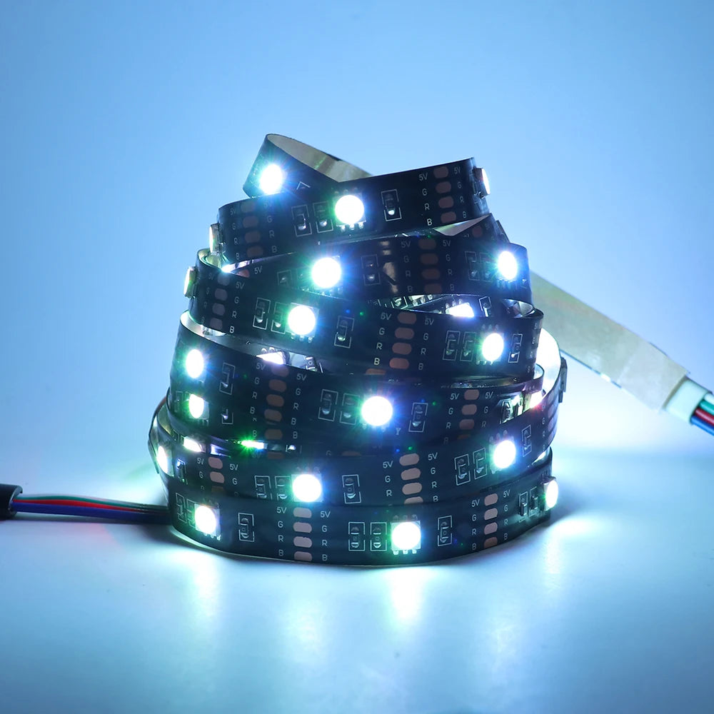 5v 5050 RGB LED Strip Light Flexible Tape Lamp Waterproof 50cm 1m 2m 3m 4m 5m With 4pin Plug White/ Black PCB Home Decoration