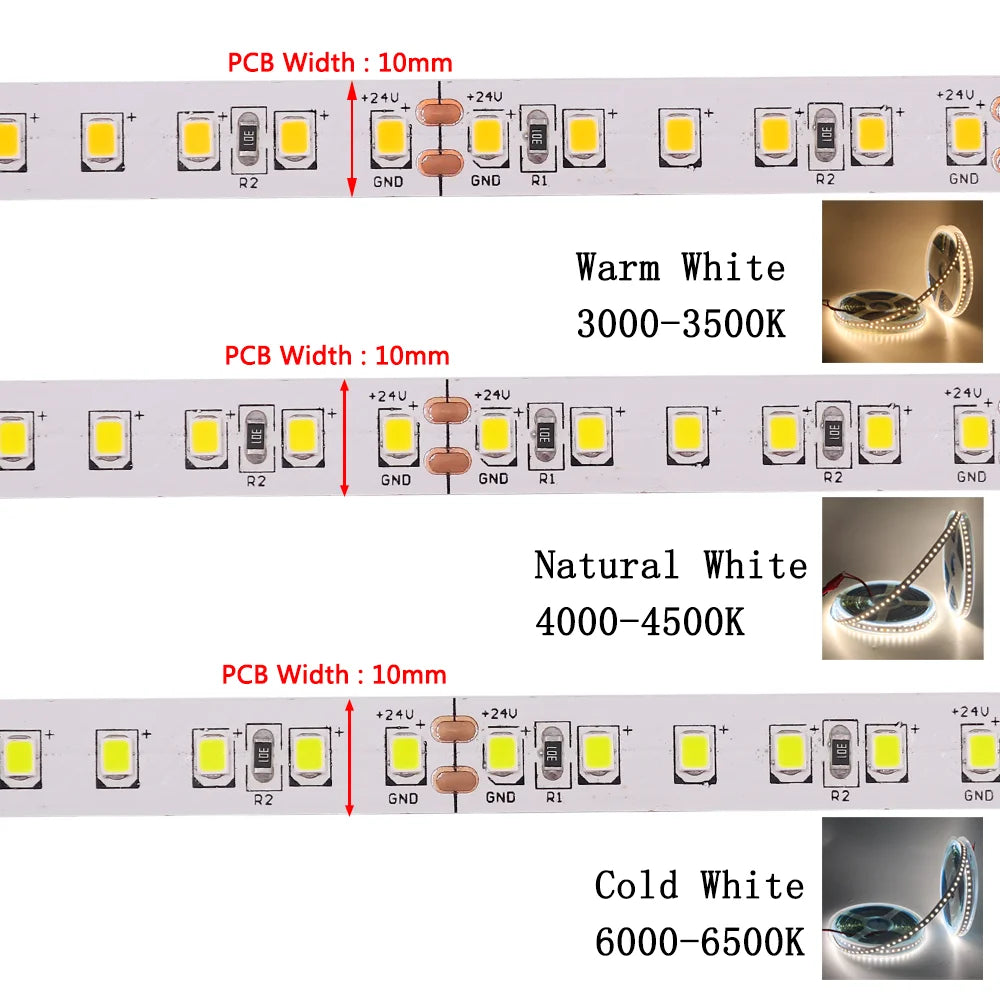 5M LED Strip Light DC 12V 24V 2835 Flexible Ribbon Diode Light 60/120/240/480 LED Stripe Warm Natural Cold White Luces Led Tape