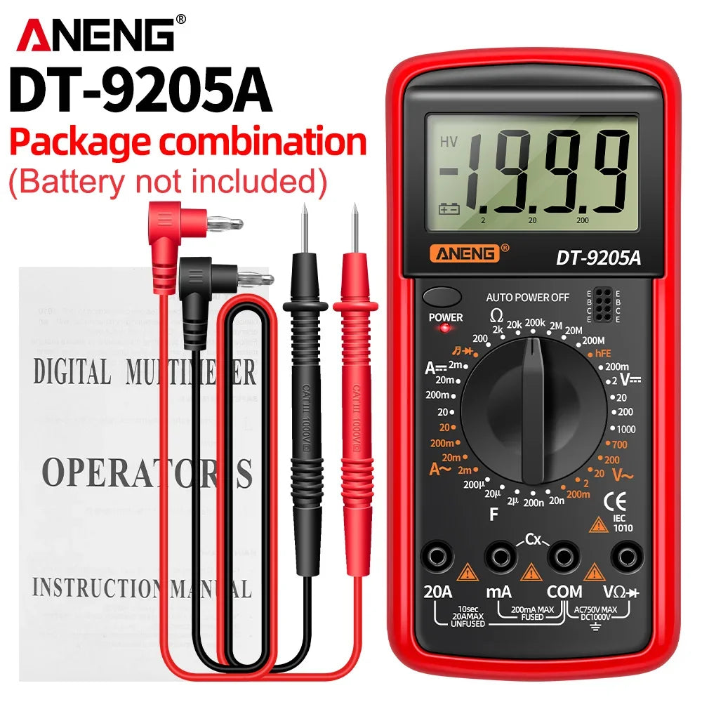 Profesional Digital Multimeter AC/DC Voltage Current Test ANENG Capacitance NCV Resistance Ohm Electrical Test Meter Tools