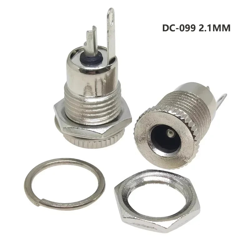 10/50PCS DC099 5.5mm*2.1mm DC Power Jack Socket Female Panel Mount Connector Metal DC-099 Open Hole 11MM 5.5*2.1 5.5*2.5