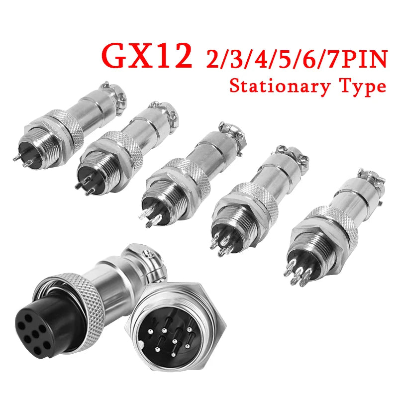 5pcs GX12 Aviation Connector 2 3 4 5 6 7 Pin Male Female M12 Connector Aviator Plug Socket