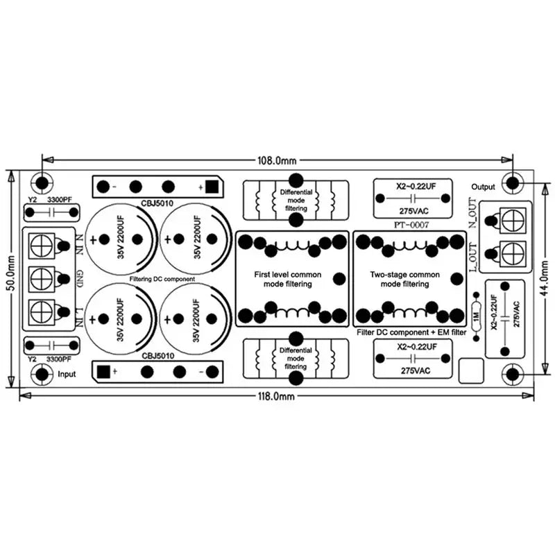 ABZZ-2X AC EMI Filter Audio Power Amplifier EMC EMI Electromagnetic Interference Purify Power DC Differential Mode Common,10A