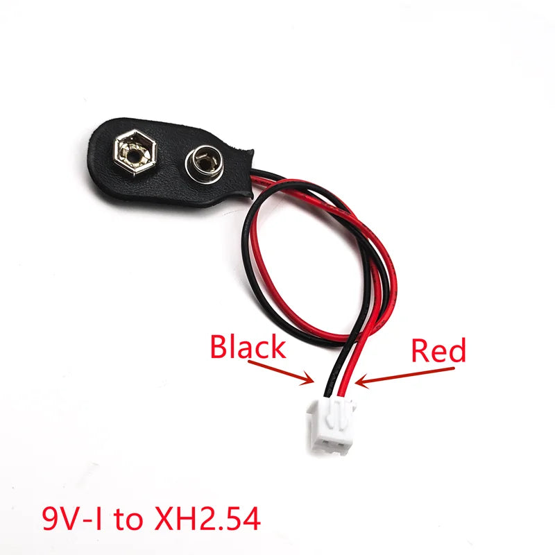 5Pcs 9V Battery Clip to XH2.54 PH2.0 2Pin Terminal Wire 15cm DC Power Adapter Cable Red Black