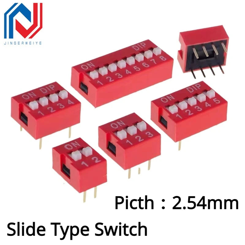5PCS Slide Type Dip Switch Double Row Toggle Switches Module 2.54mm 1P2P3P4P5P6P7P8P9P10P-12PIN Position For Circuit Breadboards