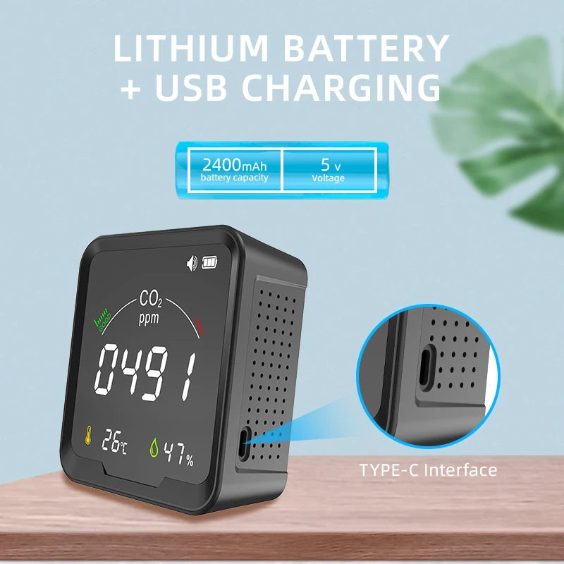 FABISENSE pth-9c NDIR co2 senor Carbon Dioxide Detector with Temperature and Humidity Meter CO2 Beep Alarm Low Battery Reminder