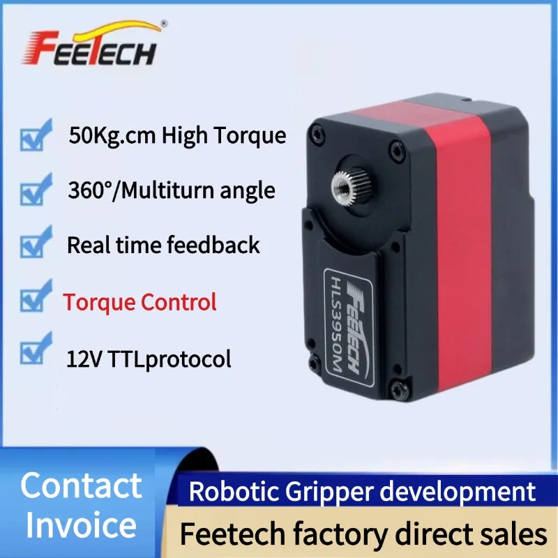 Torque Control 50Kg.cm Full Metal Douoble Shaft TTL Robot Servo Motor Feetch HL3950M Robot Servo For Robot Fixture Grip Robotic