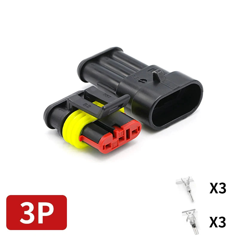 20/50/100Sets 1.5 Series AMP Automobile Connectors 1/2/3/4/5/6 Pin Super Seal Waterproof  Electrical Wire Connector PA66 Nylon