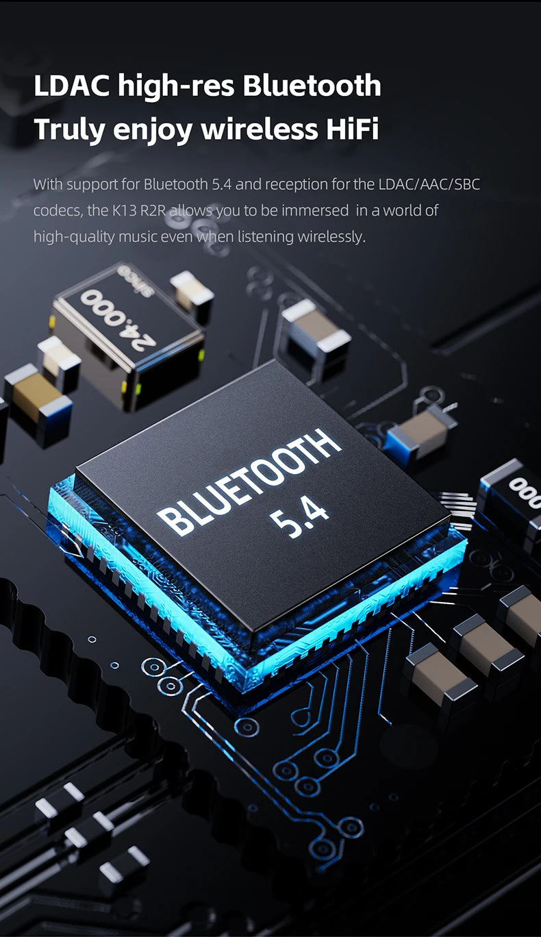 FiiO K13 R2R Desktop DAC Headphone AMP BT5.4 High-Fidelity 24Bit R2R DAC Powerful 2400mW Output LDAC Bluetooth Streamin Shanling