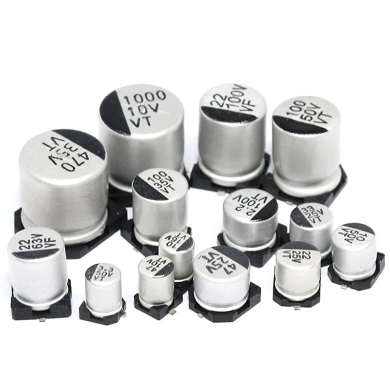 10Pieces 6.3V 10V 16V 25V 35V 50V 63V SMD Aluminum Electrolytic Capacitor 1uF 2.2uF 3.3uF 4.7uF 10uF 22uF 47uF 100uF 220uF 330uF