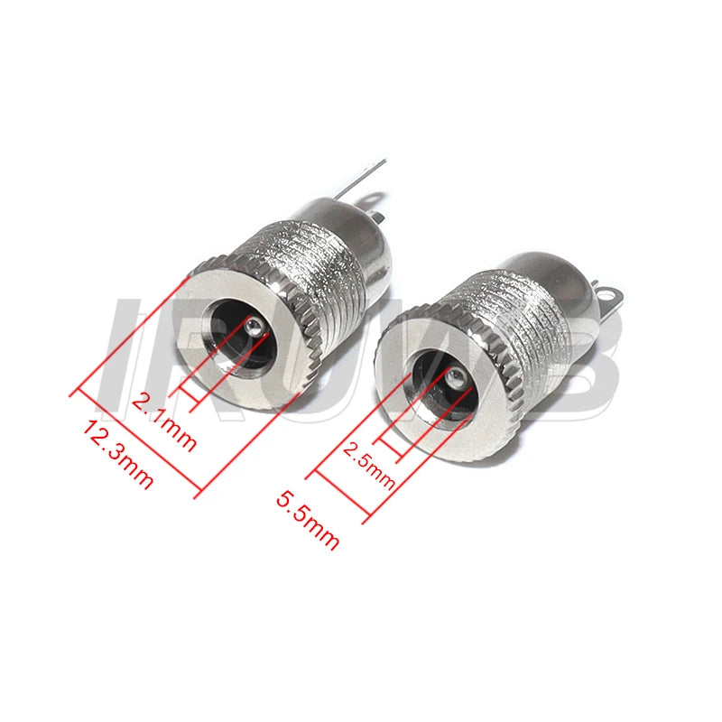 5PCS DC-099 Open Hole 11MM 5.5*2.1 5.5*2.5 DC099 5.5 mm x 2.1mm DC Power Jack Socket Female Panel Mount Connector Metal