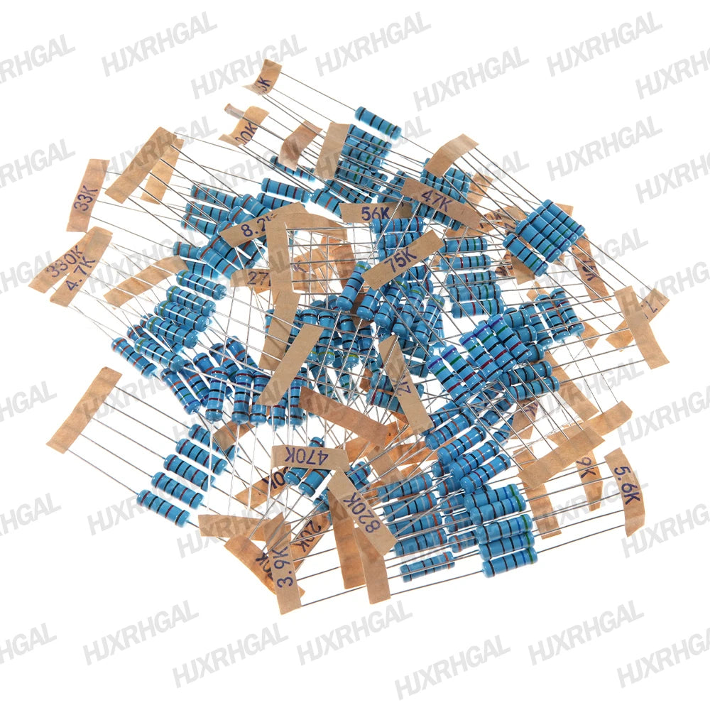 150PCS 300PCS 1/4W 1/2W 1W 2W 3W Resistance 1% Metal Film Resistor Assortment Kit Set 30Values Each 5/10PCS 1~750 1K~820K Ohm