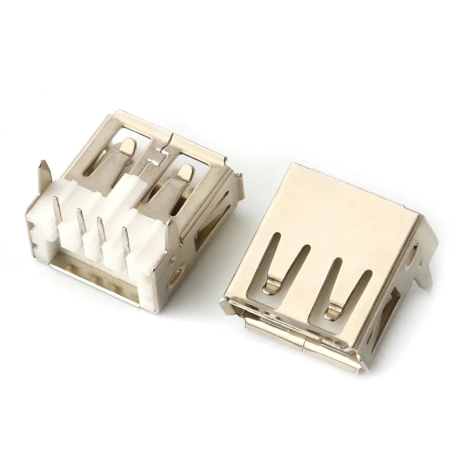 10Pcs USB 2.0 4Pin A Type Female Socket Connector G54 2 Feet 90/180 Degree Data Transmission Charging USB Connector
