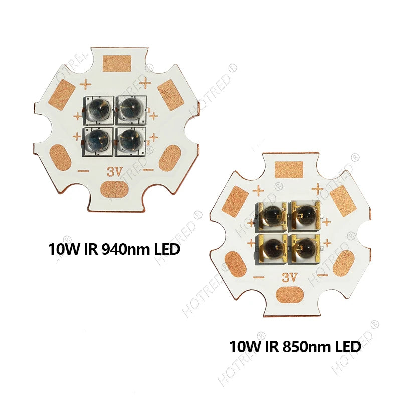 DC3V/6V/12V IR LED 60 Degree 850nm 940nm Chip 10W High Power Light3535 4Chips Infrared Lamp Ceramic Beads With 20mm Copper Board