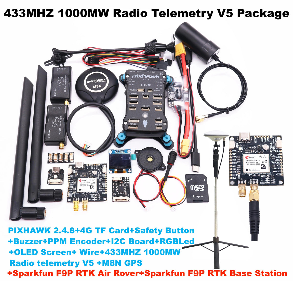 Happy SparkFun GPS RTK2 Board ZED F9P Qwiic High-Precision UAV GNSS Series Ardupilot FPV AutoPilot flight control
