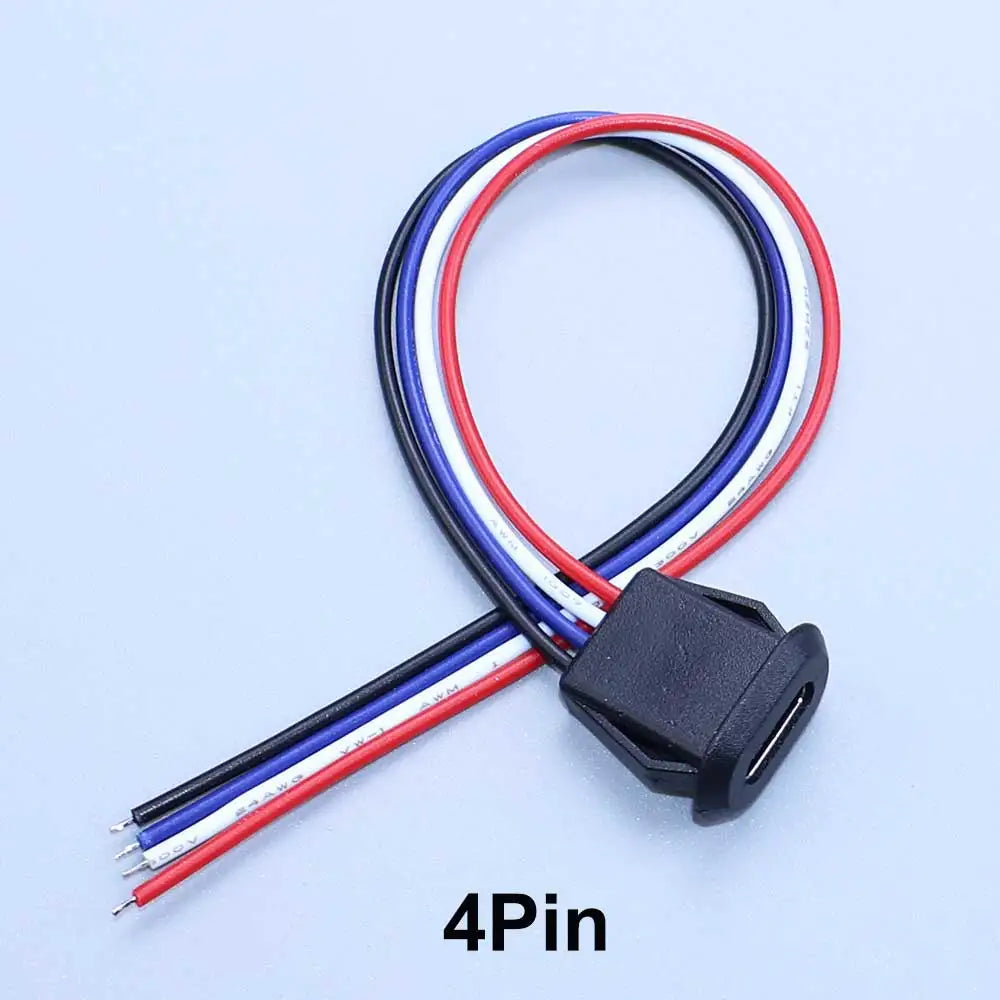 2/4/6Pin USB-C Type-C Waterproof Connector Charger Jack Direct Compression Female Socket Charging Interface With PH2.0 Terminal