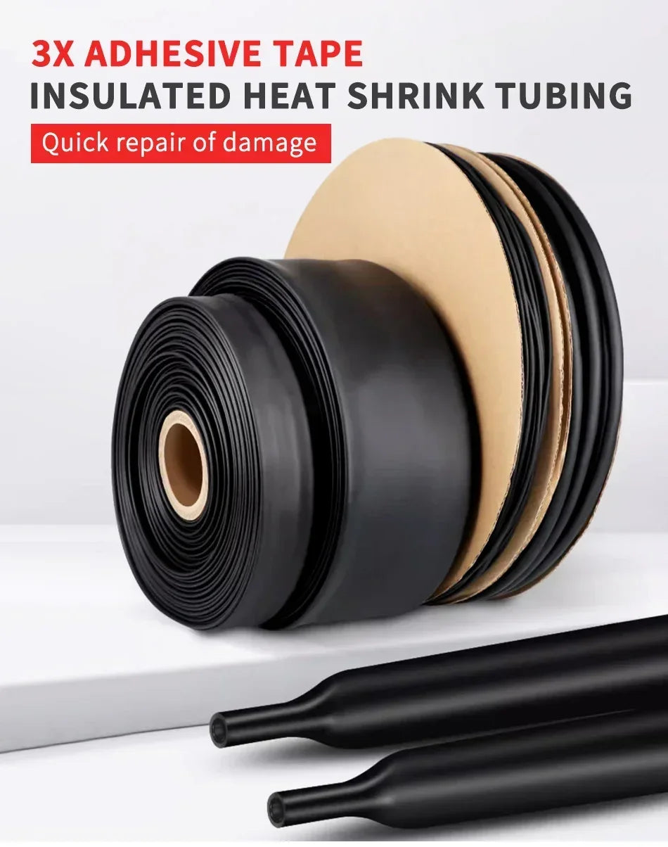 100 Meters/ 10M 3:1 Ratio Adhesive Lined Heat Shrink Tube Thicken With Glue Dual Wall Tubing Diameter 2.4/3.2/4.8/6.4/7.9/9.5mm