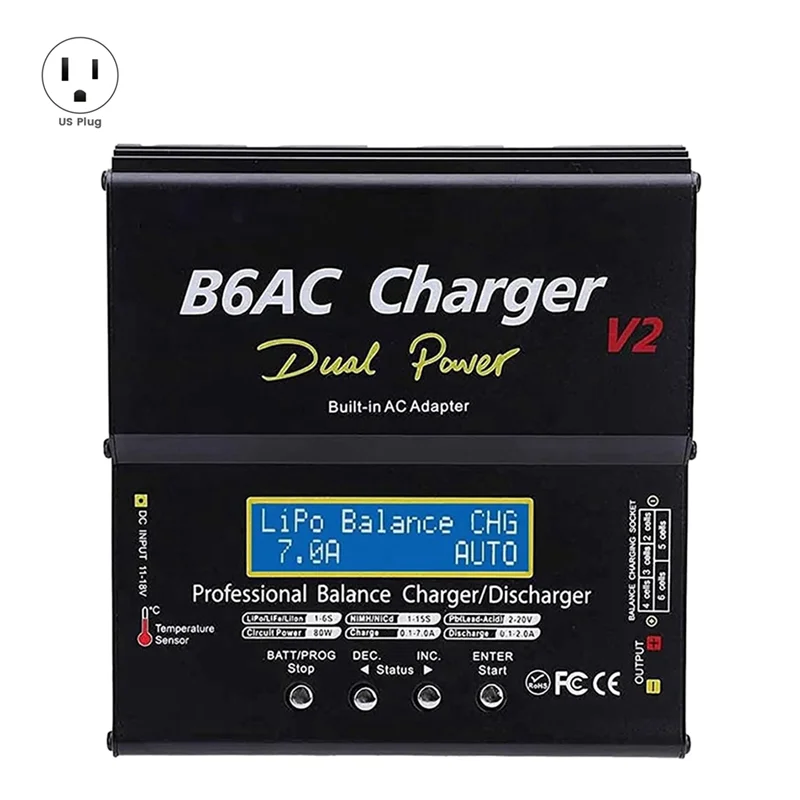 X59A_B6 Charger Black IMAX B6AC V2 80W 7A Smart Balance Charger