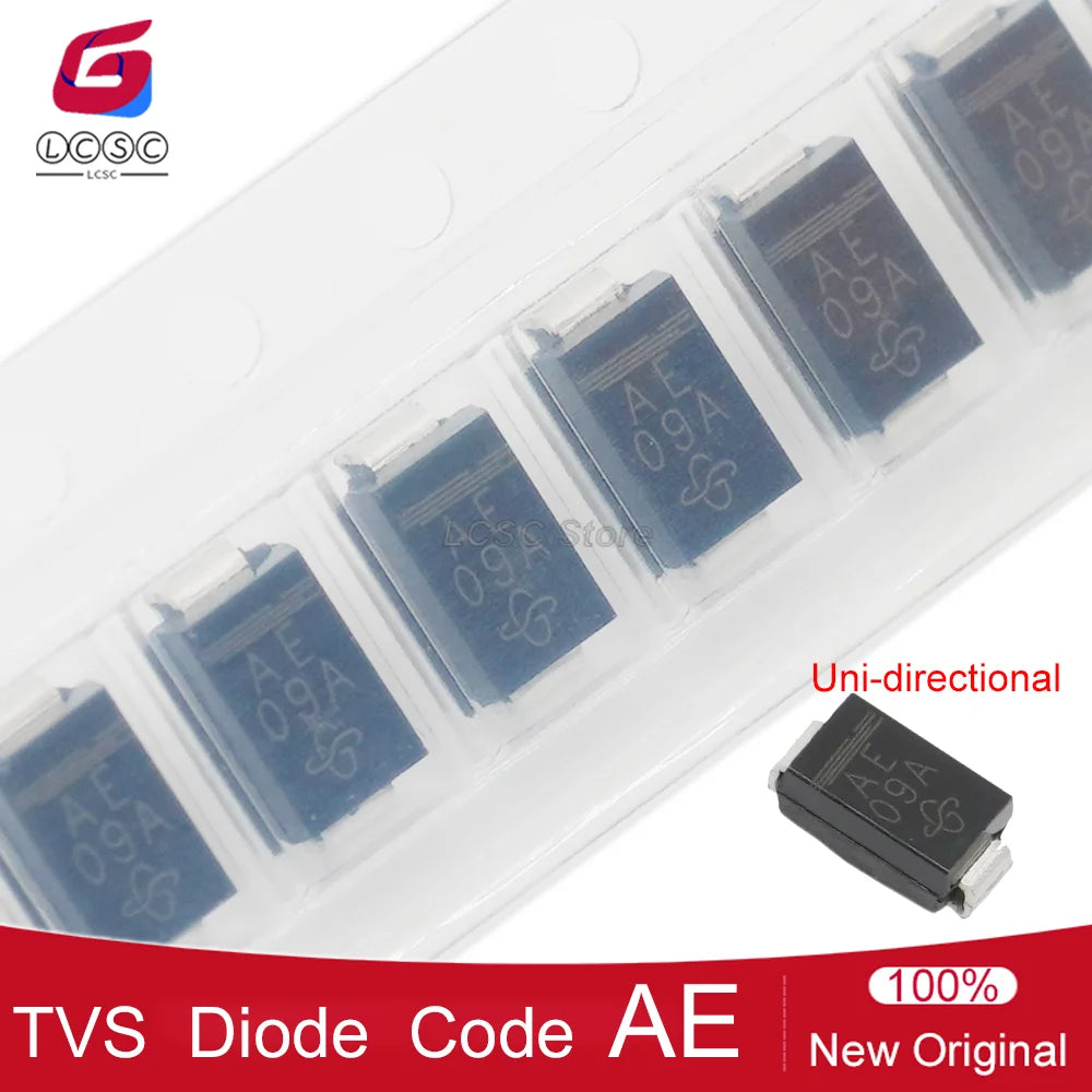 20-100Pcs Original SMAJ5.0A-E3/61 SMA(DO-214AC) SMD Transient Voltage Suppressors 5V Electrostatic Surge Protection TVS Diode AE