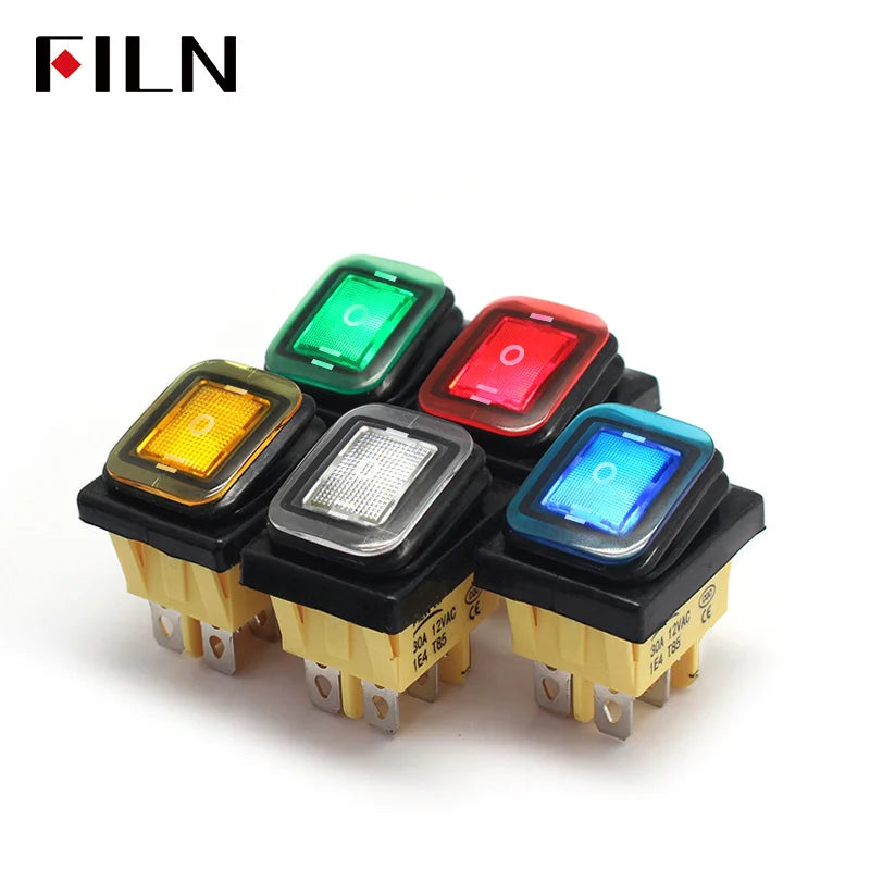 30A/220V Toggle Rocker Switch ON-OFF-ON  Heavy Duty DPDT IP67 Waterproof T85 Auto Boat Marine  With LED 12V 110V220V 30x22mm