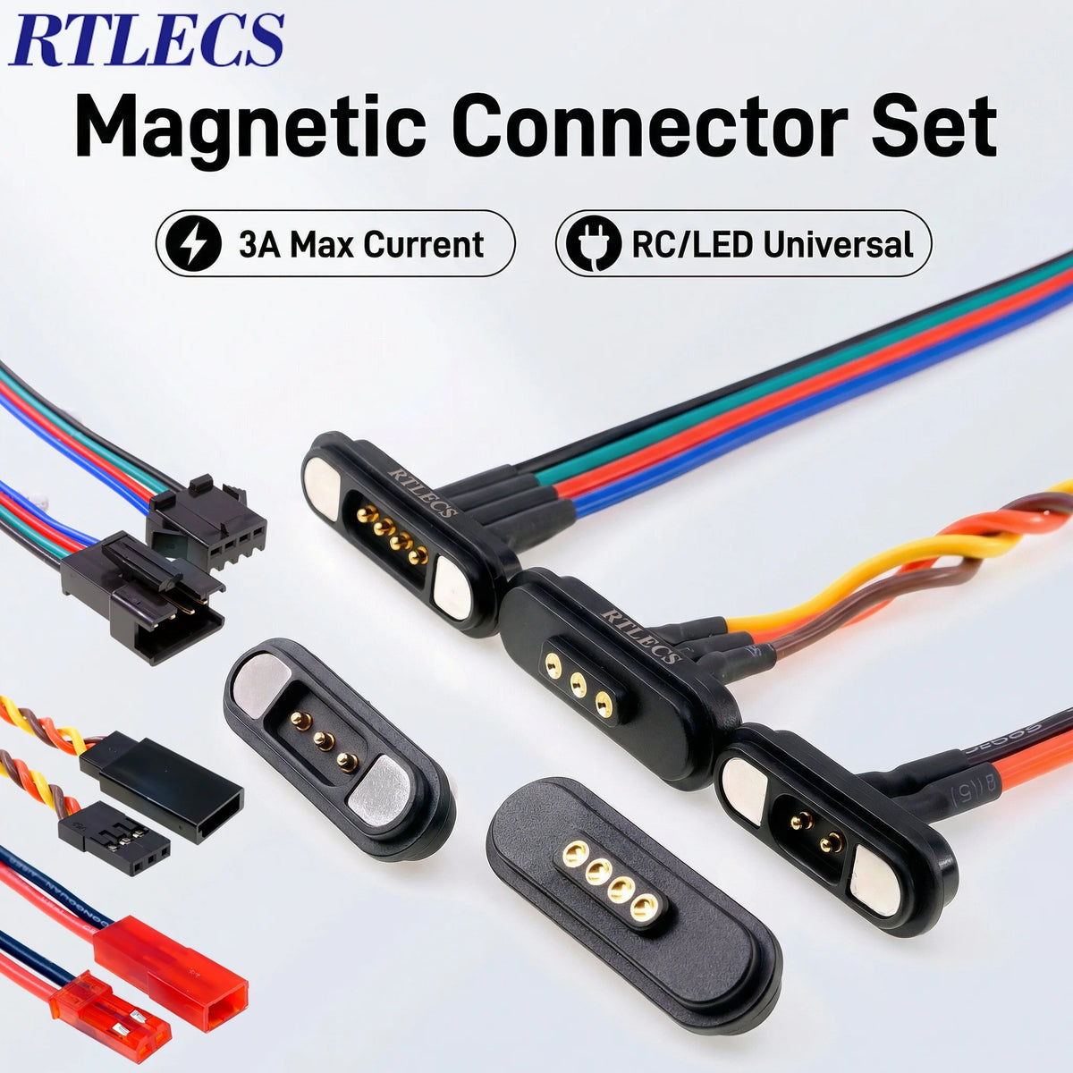RTLECS Magnetic Connector RC Car Drone JST JR 24V 3A DC Power Battery Charger SM Led Strip Blind Connect USB Cable 2/3/4 Pin