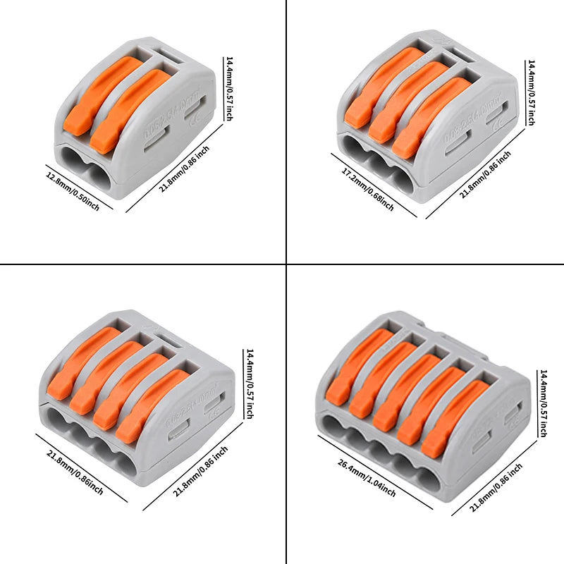 55PCS/100Pcs Electrical Wire Connector Kit 2/3/4/5 Port Lever Compact Splicing Terminal Block Reusable for Electrical Wiring