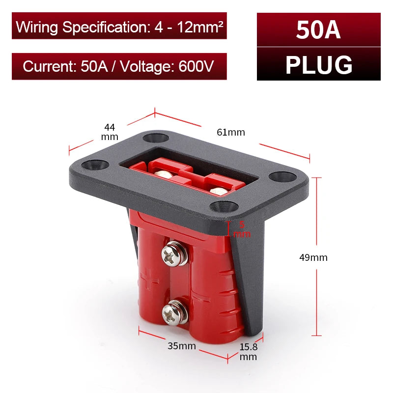 1pcs 50A 600V Battery Power Connector High Current Forklift Electrical Wire Connector Quick Plug Car Battery Charging Connector