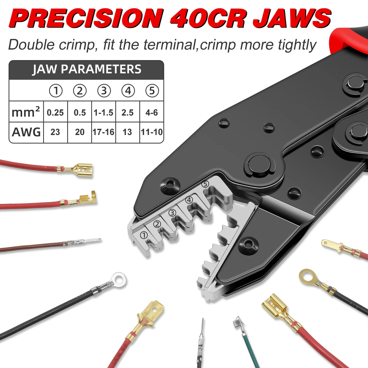 HS-2560 Crimping Pliers for XH2.54/SM2.54/Dupont/3.96/2.8/4.8/6.3/OT Terminals 0.25-6mm² 23-10AWG Connector Hand Crimper Tool